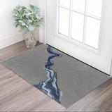 Homeroots 2' X 3' Blue And Gray Wool Abstract Hand Tufted Area Rug Gray,Blue Wool 514840