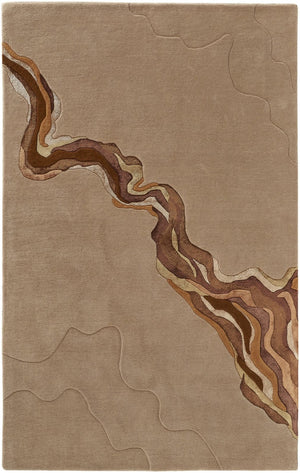 HomeRoots 5' Plush Beige and Brown Abstract Hand-Tufted Area Rug for Modern and Transitional Decor Spaces 5' X 8' 514842