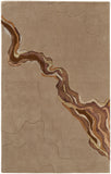 Homeroots 5' X 8' Beige And Brown Abstract Hand Tufted Area Rug Tan,Orange Wool Blend 514842