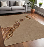 Homeroots 5' X 8' Beige And Brown Abstract Hand Tufted Area Rug Tan,Orange Wool Blend 514842