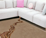 Homeroots 8' X 10' Beige And Brown Abstract Hand Tufted Area Rug Tan,Orange Wool Blend 514843