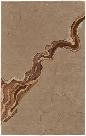 HomeRoots 5' Plush Beige and Brown Abstract Hand-Tufted Area Rug for Modern and Transitional Decor Spaces 10' X 14' 514845