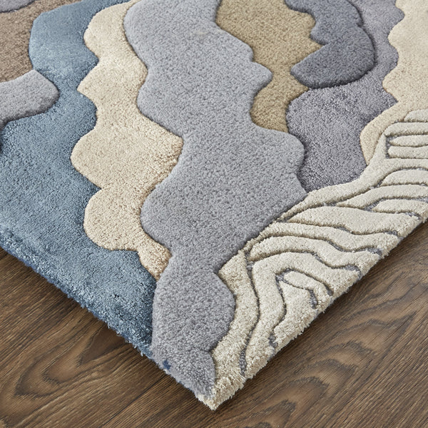 Homeroots 5' X 8' Tan And Brown Wool Abstract Hand Tufted Area Rug Tan,Brown,Blue Wool 514849