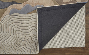 Homeroots 5' X 8' Tan And Brown Wool Abstract Hand Tufted Area Rug Tan,Brown,Blue Wool 514849