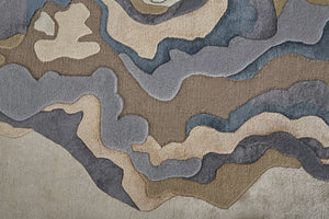 Homeroots 5' X 8' Tan And Brown Wool Abstract Hand Tufted Area Rug Tan,Brown,Blue Wool 514849