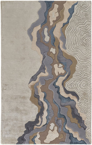 Homeroots 2' X 3' Tan And Brown Wool Abstract Hand Tufted Area Rug Tan,Brown,Blue Wool 514854