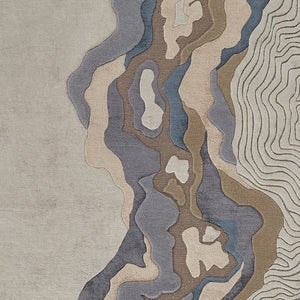 Homeroots 2' X 3' Tan And Brown Wool Abstract Hand Tufted Area Rug Tan,Brown,Blue Wool 514854