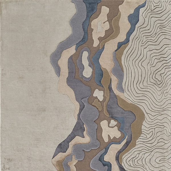 Homeroots 2' X 3' Tan And Brown Wool Abstract Hand Tufted Area Rug Tan,Brown,Blue Wool 514854