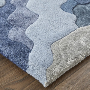 Homeroots 8' X 10' Blue And Gray Wool Abstract Hand Tufted Area Rug Ivor,Gray,Blue Wool 514857