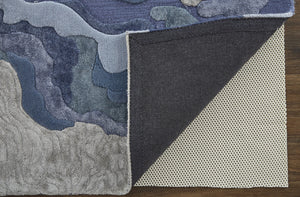 Homeroots 8' X 10' Blue And Gray Wool Abstract Hand Tufted Area Rug Ivor,Gray,Blue Wool 514857