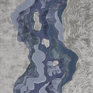 Homeroots 2' X 3' Blue And Gray Wool Abstract Hand Tufted Area Rug Ivor,Gray,Blue Wool 514861