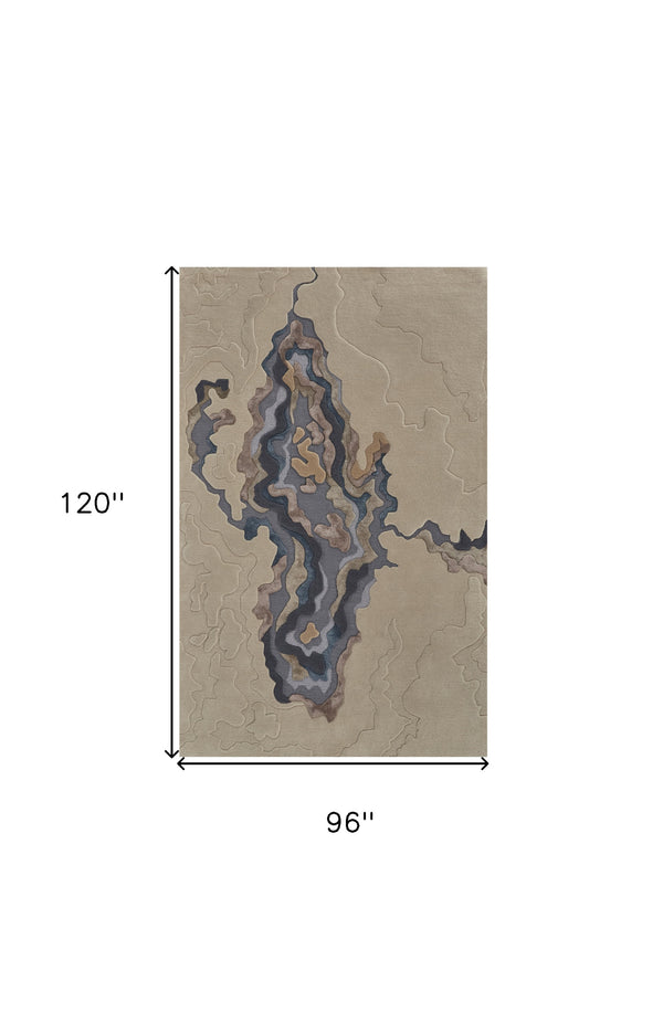 Homeroots 8' X 10' Tan And Brown Wool Abstract Hand Tufted Area Rug  Wool 514864