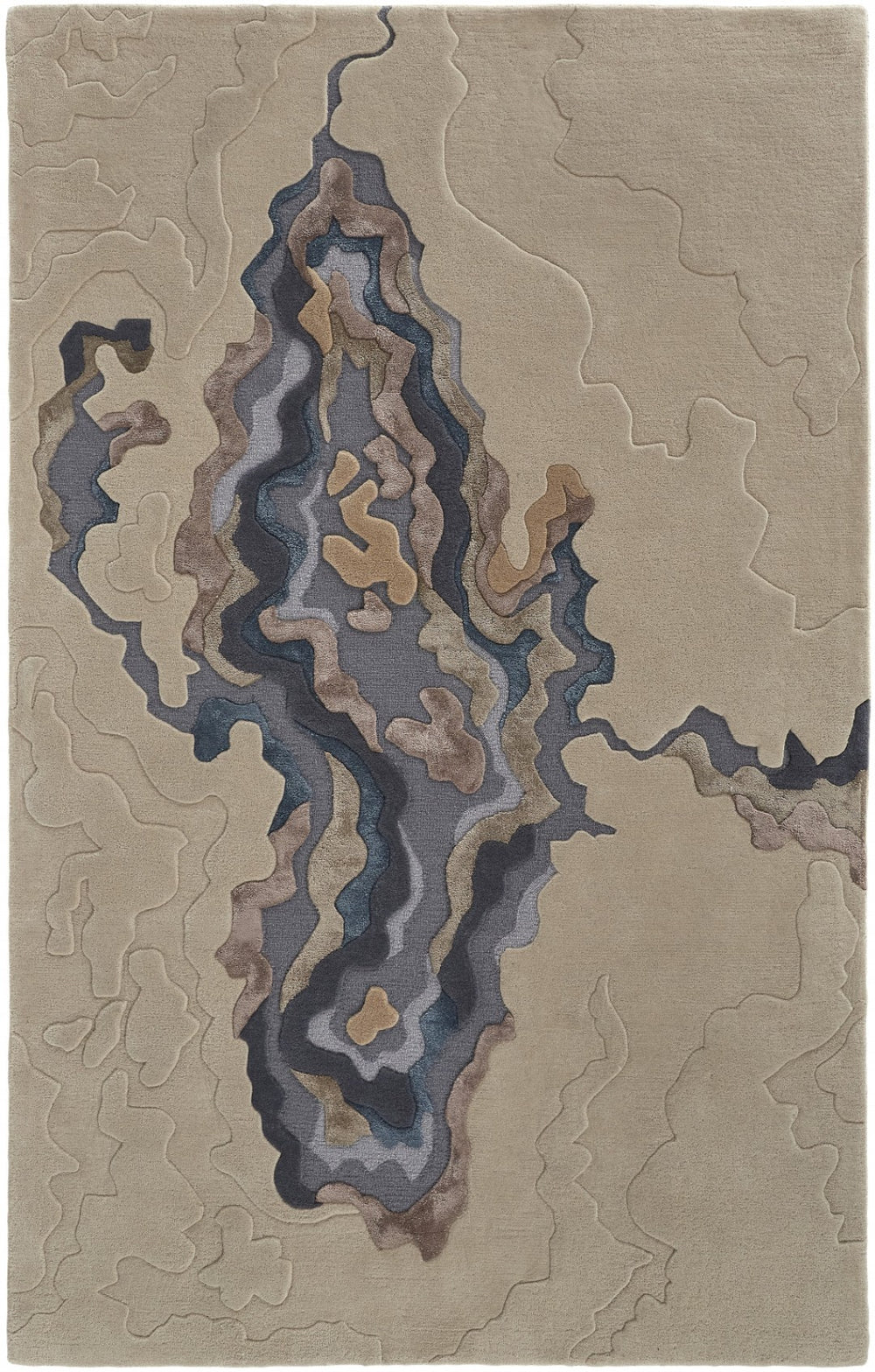HomeRoots 5' Hand-Tufted Wool Abstract Area Rug in Tan and Brown for Stylish Living Room and Bedroom Decor 10' X 14' 514866