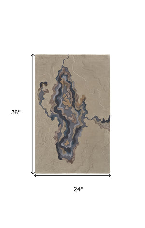 Homeroots 2' X 3' Tan And Brown Wool Abstract Hand Tufted Area Rug  Wool 514868