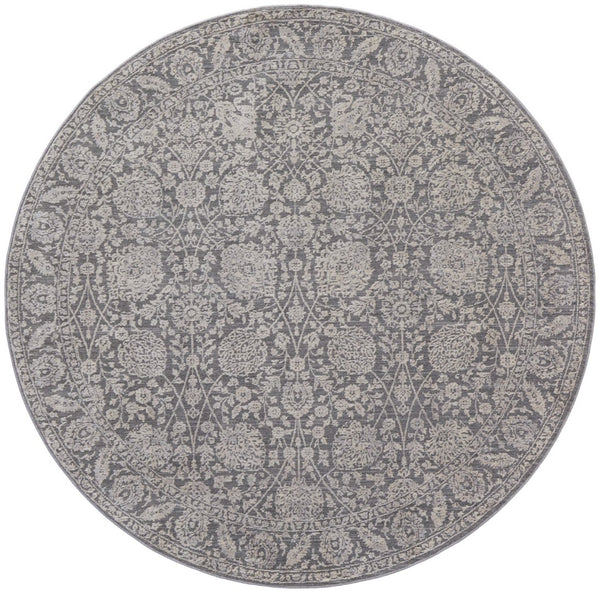 HomeRoots 6' Elegant Taupe and Ivory Floral Area Rug - Perfect for Living Rooms, Bedrooms, and Entryways 6' Round 514879