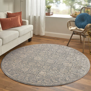 HomeRoots 6' Elegant Taupe and Ivory Floral Area Rug - Perfect for Living Rooms, Bedrooms, and Entryways 6' Round 514879