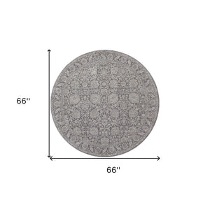 HomeRoots 6' Elegant Taupe and Ivory Floral Area Rug - Perfect for Living Rooms, Bedrooms, and Entryways 6' Round 514879