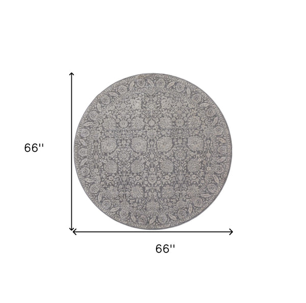HomeRoots 6' Elegant Taupe and Ivory Floral Area Rug - Perfect for Living Rooms, Bedrooms, and Entryways 6' Round 514879