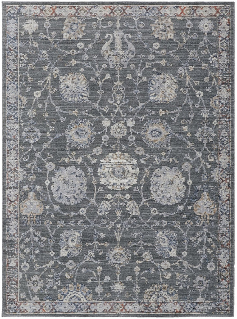 HomeRoots 8' Gray and Ivory Floral Area Rug - Timeless Elegance for Living Rooms, Bedrooms, and More! 8' X 10' Rectangle 514880