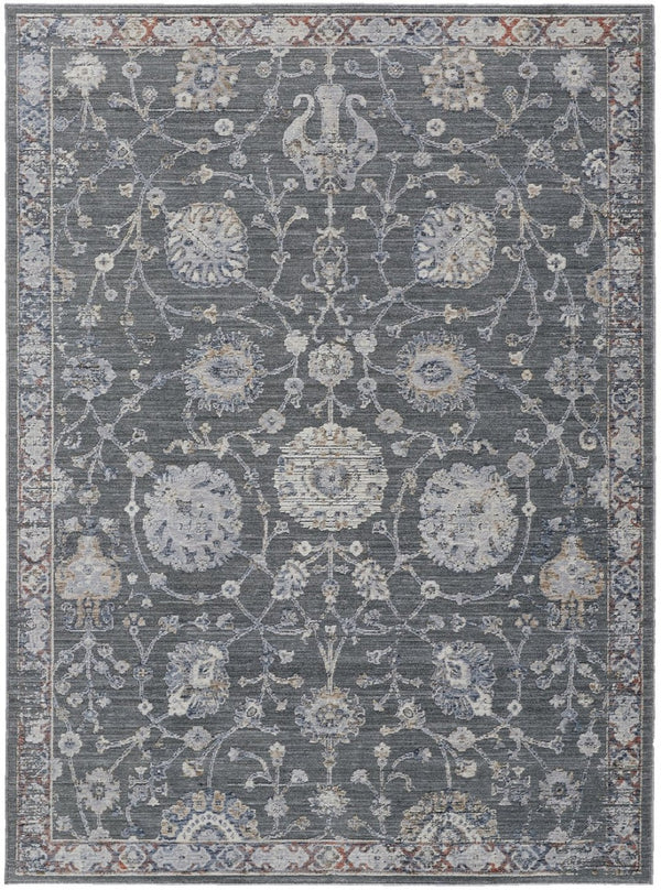 HomeRoots 8' Gray and Ivory Floral Area Rug - Timeless Elegance for Living Rooms, Bedrooms, and More! 8' X 10' Rectangle 514880