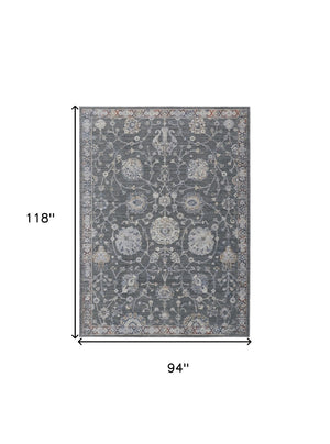 HomeRoots 8' Gray and Ivory Floral Area Rug - Timeless Elegance for Living Rooms, Bedrooms, and More! 8' X 10' Rectangle 514880