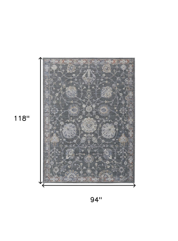 HomeRoots 8' Gray and Ivory Floral Area Rug - Timeless Elegance for Living Rooms, Bedrooms, and More! 8' X 10' Rectangle 514880