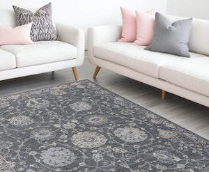 HomeRoots 8' Gray and Ivory Floral Area Rug - Timeless Elegance for Living Rooms, Bedrooms, and More! 8' X 10' Rectangle 514880