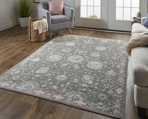 HomeRoots 8' Gray and Ivory Floral Area Rug - Timeless Elegance for Living Rooms, Bedrooms, and More! 8' X 10' Rectangle 514880