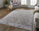 Homeroots 8' X 10' Taupe And Ivory Floral Power Loom Area Rug Taupe,Gray,Orange Polyester 514884