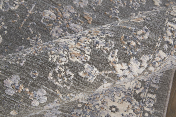 Homeroots 8' X 10' Taupe And Ivory Floral Power Loom Area Rug Taupe,Gray,Orange Polyester 514884