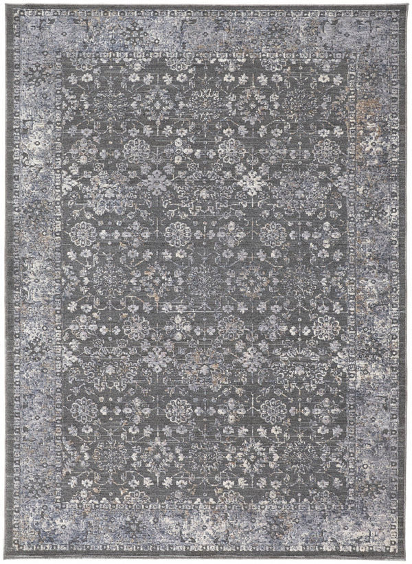 Homeroots 9' X 13' Taupe And Ivory Floral Power Loom Area Rug Taupe,Gray,Orange Polyester 514885