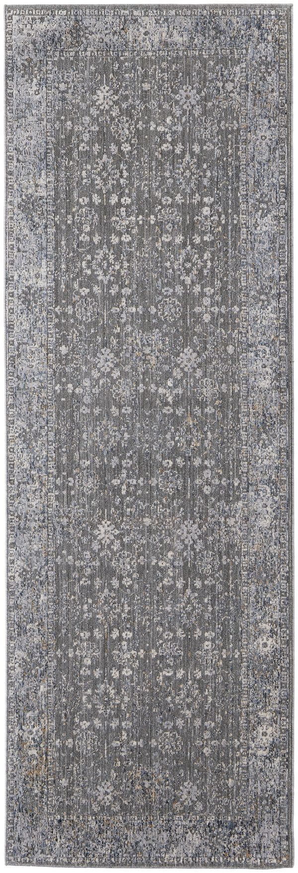 Homeroots 8' Runner Taupe And Ivory Floral Power Loom Runner Rug Taupe,Gray,Orange Polyester 514886