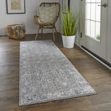 Homeroots 8' Runner Taupe And Ivory Floral Power Loom Runner Rug Taupe,Gray,Orange Polyester 514886