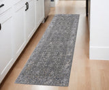 Homeroots 8' Runner Taupe And Ivory Floral Power Loom Runner Rug Taupe,Gray,Orange Polyester 514886