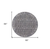 Homeroots 6' Taupe And Ivory Round Floral Power Loom Area Rug Taupe,Gray,Orange Polyester 514887