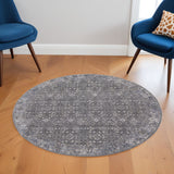 Homeroots 6' Taupe And Ivory Round Floral Power Loom Area Rug Taupe,Gray,Orange Polyester 514887