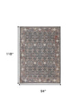 Homeroots 8' X 10' Gray And Ivory Floral Power Loom Area Rug Gray,Pink,Red Polyester 514888