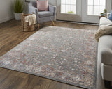 Homeroots 8' X 10' Gray And Ivory Floral Power Loom Area Rug Gray,Pink,Red Polyester 514888