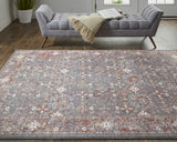 Homeroots 8' X 10' Gray And Ivory Floral Power Loom Area Rug Gray,Pink,Red Polyester 514888