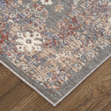 Homeroots 8' X 10' Gray And Ivory Floral Power Loom Area Rug Gray,Pink,Red Polyester 514888