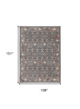 Homeroots 9' X 13' Gray And Ivory Floral Power Loom Area Rug Gray,Pink,Red Polyester 514889