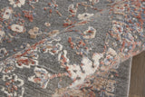 Homeroots 8' Runner Gray And Ivory Floral Power Loom Runner Rug Gray,Pink,Red Polyester 514890