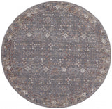 Homeroots 6' Gray And Ivory Round Floral Power Loom Area Rug Gray,Pink,Red Polyester 514891