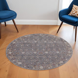 Homeroots 6' Gray And Ivory Round Floral Power Loom Area Rug Gray,Pink,Red Polyester 514891