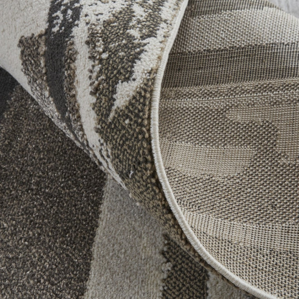 HomeRoots 4' Abstract Distressed Area Rug in Gray, Ivory & Brown - Durable, Family-Friendly Design for Homes 8' X 10' 514909