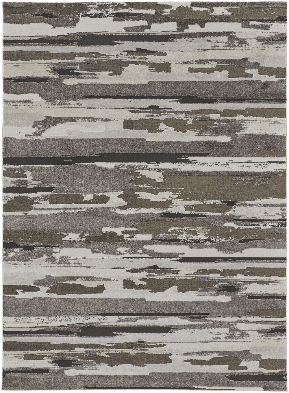 Homeroots 7' X 10' Gray And Ivory Abstract Power Loom Distressed Area Rug Brown,Ivory Polypropylene 514910