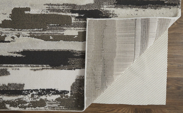 HomeRoots 4' Abstract Distressed Area Rug in Gray, Ivory & Brown - Durable, Family-Friendly Design for Homes 9' X 12' 514911