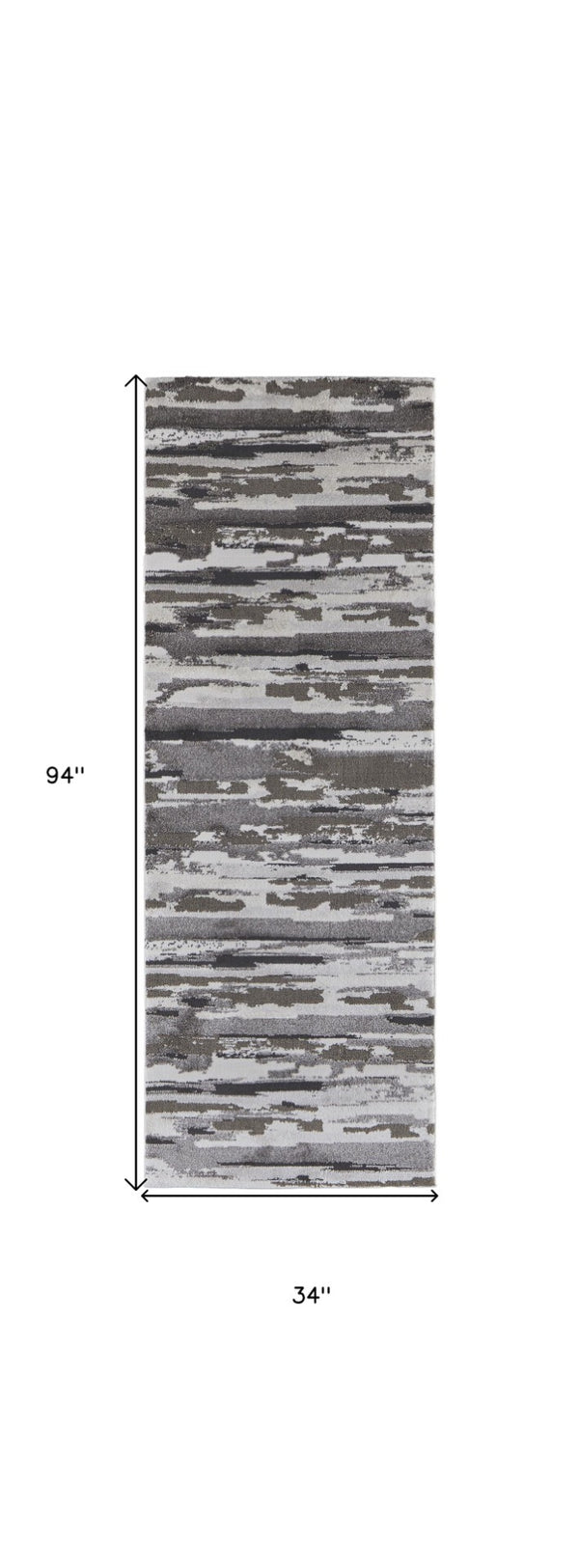 HomeRoots 4' Abstract Distressed Area Rug in Gray, Ivory & Brown - Durable, Family-Friendly Design for Homes 8' Runner 514913