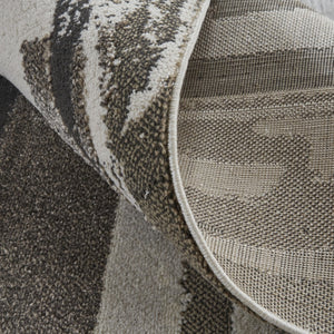 HomeRoots 12' Modern Abstract Distressed Area Rug in Gray, Ivory & Brown - Durable and Stain Resistant Design 12' X 15' 514914