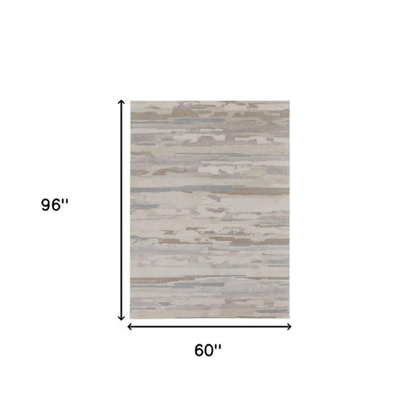 HomeRoots 4' Stylish Brown and Ivory Distressed Area Rug – Versatile, Low-Maintenance Comfort for Any Space 5' X 8' 514916